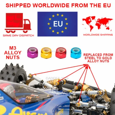 Rc Car M3 Coloured Aluminum Alloy M3 Nylon Lock Nut for tamiya, kyosho, Rc10,  - Image 1 of 4