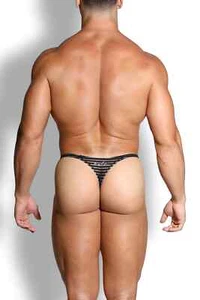 JJ Malibu Men's Cheeky Classic G-String Thong - Black Mesh - Size L - Picture 1 of 4