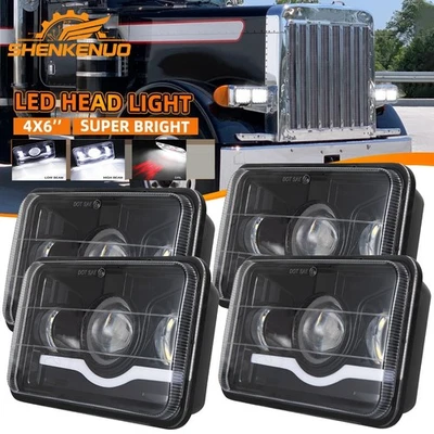 4X6" LED Headlight Hi/Lo Light Bulbs Black Sealed Beam Headlamp 4set — 第 1/4 张图片