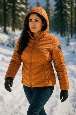 Chaqueta acolchada con capucha ROXY Coast Road para mujer pequeña naranja quemado nueva con etiquetas Foto 1 de 4