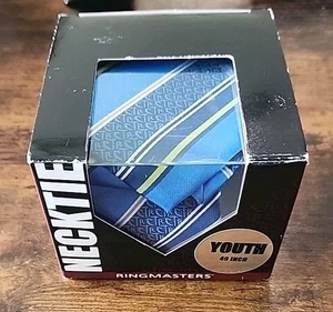 Ringmasters Youth Necktie Blue Silver Stripe CTR Youth 49 Inch Tie  - Picture 1 of 10