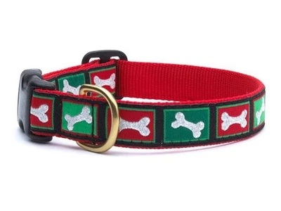 Collar o correa para perro Up Country Bling Bones patrón navideño tallas XS, S, XL Foto 1 de 4