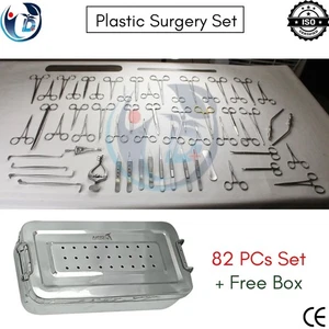 Plastic Surgery Set of 82 Pcs Surgical instruments + Free Box Premium Quality CE - Picture 1 of 19