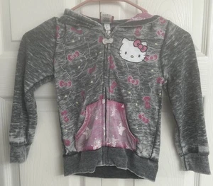 Hello Kitty Grey Logo Lightweight Zip Up Hoodie Size XS - Picture 1 of 3