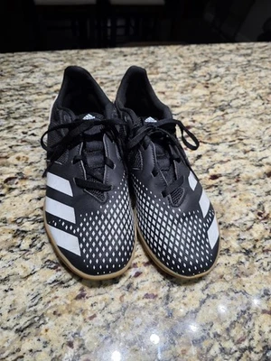 Adidas Predator Indoor Soccer Shoes Youth Size 5 – Black/White – Gum Sole - Image 1 of 4
