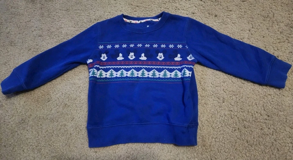 Sudadera Disney Niños 2T Mickey Mouse Azul Saltar Frijoles Navidad Vacaciones Y2K Foto 1 de 3