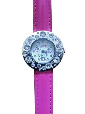 Reloj Pulsera HELLO KITTY Bisel Rosa Caliente Acero Inoxidable Sanrio-Sin Batería Foto 1 de 4