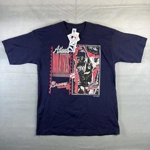 Vintage Logo 7 Atlanta Braves Shirt Mens XL Navy MLB Single Stitch Made USA 90s - Picture 1 of 10
