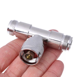 N-type male to dual 2 n-type female t shaped rf antenna adapter connector`ja Ht - Zdjęcie 1 z 8