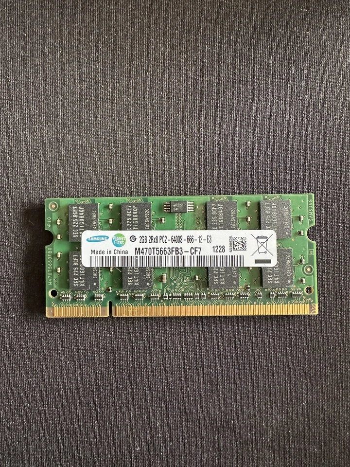 RAM 2GB DDR2 PC2-6400S 800MHz 800 PORTATILE 2 GB SODIMM 200 PIN LAPTOP MEMORIA - Immagine 1 di 1