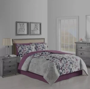 Lanwood Home Monica Reversible 8pc Bed-in-a-Bag Comforter Set Queen Purple - Picture 1 of 4