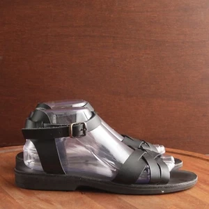Sandali Jerusalem donna TG EU 40 US 9 BLK pelle chloe cinturino alla caviglia scarpe basse - Foto 1 di 14