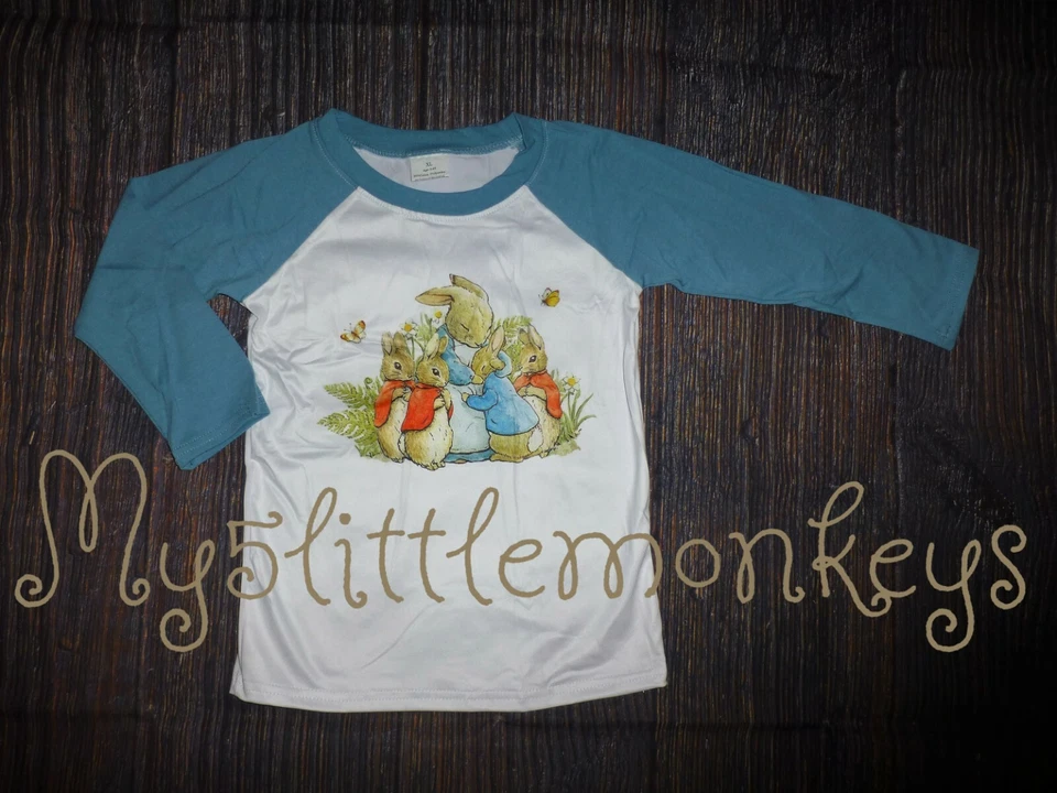 NEW Boutique Peter Rabbit Long Sleeve Girls Boys Easter Shirt - Image 1 of 1