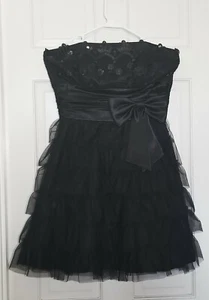 NWT Masquerade Party Formal Homecoming Dress Black Lace Tulle Tiers Sz 7 - Picture 1 of 5