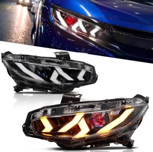 Full LED Sequential Blinker headlight assembly for 16-21 Honda Civic FK7 FK8 FC1 - Picture 1 of 4