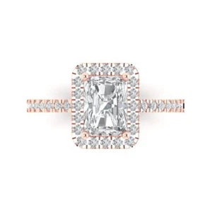 1.86 cttw Zirconia Diamond Hidden Halo Engagement Ring for Women - 14K Rose Gold - Picture 1 of 11