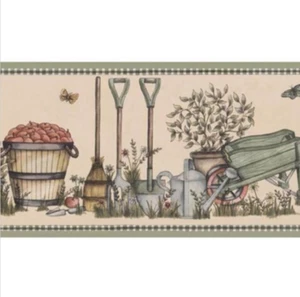 Brewster Green Gardening Pre-Pasted Wallpaper Border #238B53247  - Picture 1 of 1