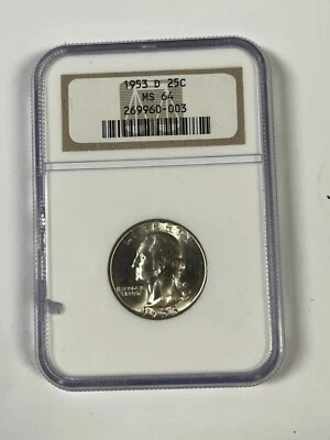 1953 D Washington Quarter NGC MS 64 DAMAGED HOLDER - Image 1 of 4