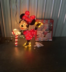 Disney 36" beleuchtete schillernde Minnie Maus mit Zuckerstange funktioniert Fehler LESEN - Bild 1 von 18