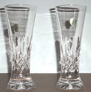Waterford Crystal Lismore Pilsner Beer Set of 2 Glasses 8.25"H #142050 New - Picture 1 of 3