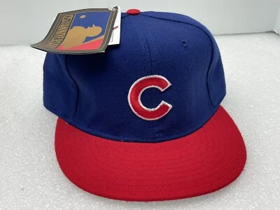 VINTAGE 90's NEW ERA CHICAGO CUBS PRO MODEL 7-1/4 HAT DEADSTOCK RED BRIM - Image 1 of 4