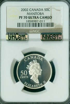 2002 CANADA MANITOBA SILVER 50 CENTS NGC PF70 UHCam MAC FINEST MAC SPOTLESS * - Image 1 of 4
