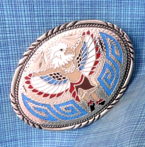 Indianer Adler Tänzerin Gürtelschnalle Steinintarsien Vintage 80er SSI USA .QRT843 - Bild 1 von 9