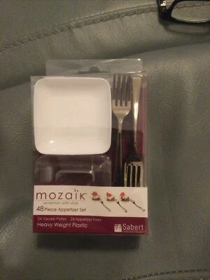 NEW Mozaik 48 piece Hors d'oeuvres Appetizer Set Plates & Forks - Image 1 of 4