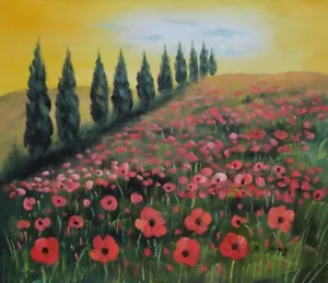 Pintura al óleo prado de flores alpinas 20x24 naturalismo paisaje campo Italia - Imagen 1 de 1