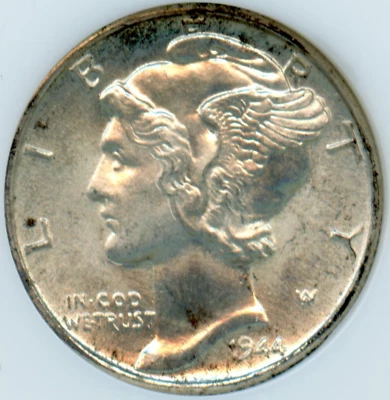NGC - Mercury Dime - 10c - 1944 D - MS-67-FB - Image 1 of 4
