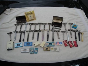 Vintage LOT OF 29 Gillette & SHICK Safety Razors Adjustable BLADES CASES FLARE - Picture 1 of 13