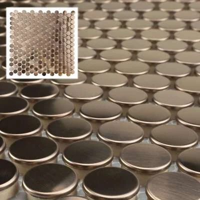 Brushed Stainless Steel Penny Round Rose Gold Copper Tile Backsplash TDH15MDR - Image 1 of 4
