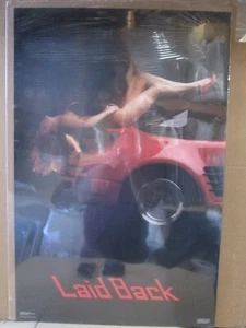 Póster de chica caliente original vintage de 1985 recostado Porsche Carrera Cabriolet 20334 - Imagen 1 de 5