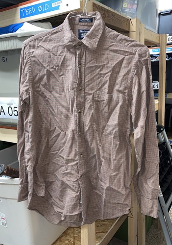 Burberry Men's Button Down Dress Shirt Plaid Check Size S Brown Long Sleeve