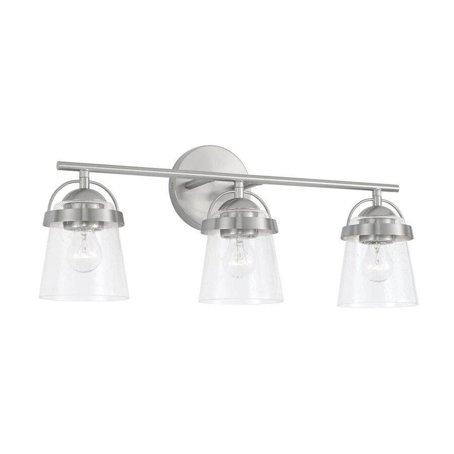 Capital Lighting Madison 3 Light Vanity, Nickel/Clear Seeded - 147031BN-534 - Image 1 of 1