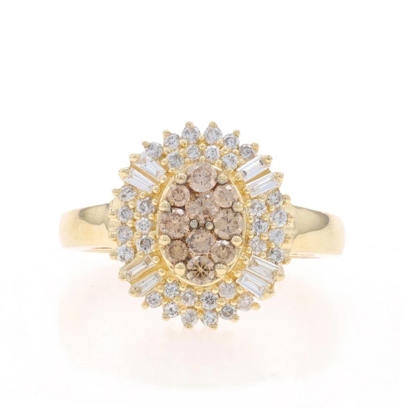 EFFY Diamond Cluster Halo Ring - Yellow Gold 14k Baguette & Round 1.00ctw - Image 1 of 4