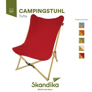 Skandika Liegestuhl Tofte Bambus Baumwolle XXL Sessel klappbar rot B-Ware - Bild 1 von 8