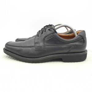 Ecco Seattle Mens US 9-9.5 Dress Shoes Black Leather Apron Toe Lace Up Oxford - Picture 1 of 11