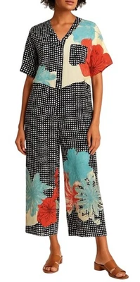 Mono Pierna Ancha THE KIT Boxy Guinga Floral Viscosa Negro Blanco Mujer Talla Pequeña Foto 1 de 4