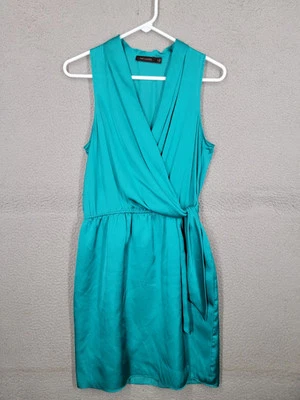 Vestido envolvente The Limited azul satinado talla 8 hasta la rodilla fiesta negocios sin mangas  Foto 1 de 4