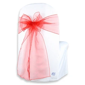 100 pcs Organza Chair Cover Bow Sash 108"x8" - Red - Wedding Party Banquet jd - Picture 1 of 5