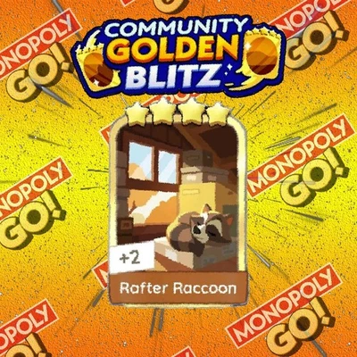 Monopoly_Go Golden Blitz Rafter Raccoon 4 Star Stickers - Image 1 of 2