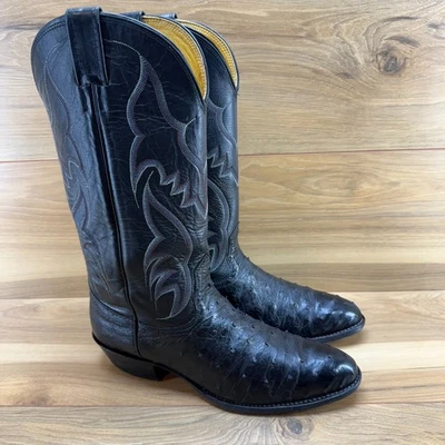 Botas occidentales de cuero de avestruz Nocona para hombre 9 D negras de vaquero Foto 1 de 4