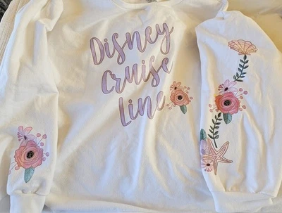 Disney Cruise Line sweatshirt Ladies Size 3XL pull on - floral print sleeves  - Image 1 of 4