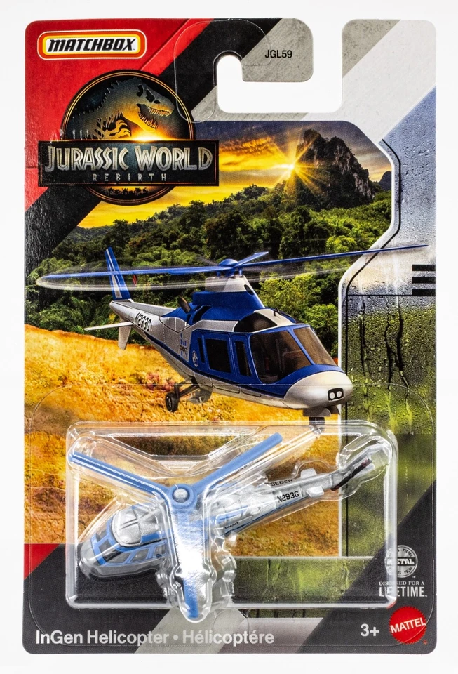2025 Matchbox Jurassic World Rebirth InGen Helicopter | BLUE | GREY| FSC — 第 1/1 张图片