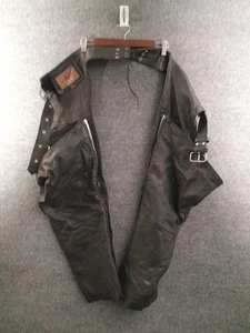 Unik Ultra Chaps Mens 2XL Black Leather Premium Zip Motorcycle Biker 2 Pocket - Bild 1 von 9