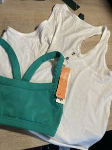 Camiseta sin mangas blanca XS para mujer y sujetador pulóver verde (B) - Imagen 1 de 7