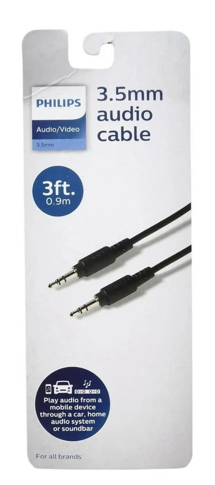 Cable de audio Philips 3,5 mm 3 pies - negro/rosa/naranja Foto 1 de 3