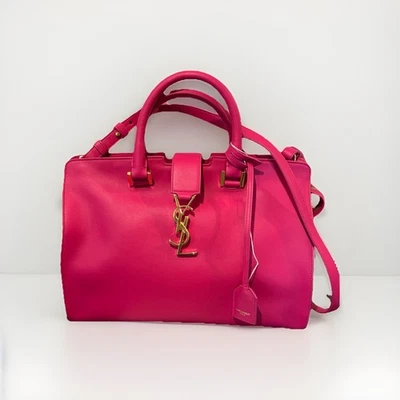 Bolso Bandolera Saint Laurent YSL Cabas de Cuero Rosa Talla Mediana 2 Vías Asa Superior Foto 1 de 4