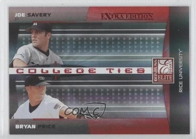 2008 Donruss Elite Extra Edition College Ties Red /50 Joe Savery Bryan Price - Image 1 of 2